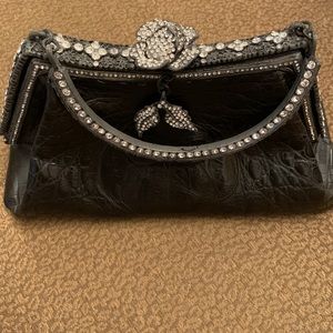 Besso pocketbook. Black crocodile leather with crystals.